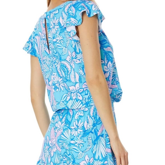 Lilly Pulitzer Ravi Romper - Amalfi Blue-Sound the Sirens-Size S-NWT - Picture 2 of 5